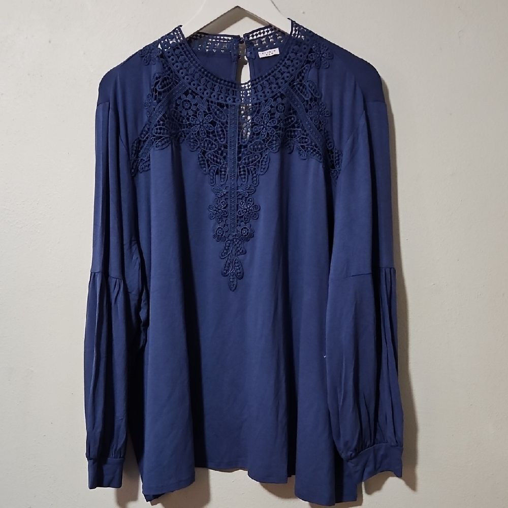 Studio 1886Deep Blue Embroidered Blouse